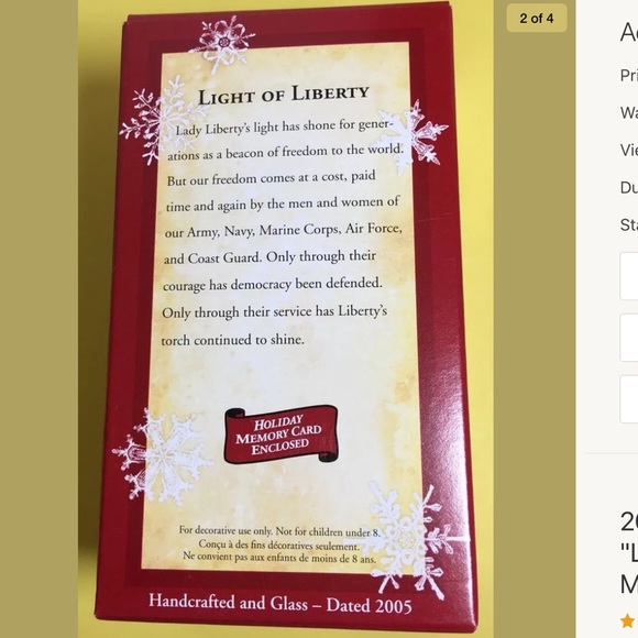 Vintage 2005, Hallmark Keepsake Ornament “🗽Light of Liberty” w/ Box & Card - Picture 2 of 4